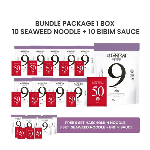 [BUY 1 BOX GET FREE 5] 해초미인 (Haecho Miin) Healthy Seaweed Noodles with Soba Sauce. Low-Calorie and High-Fiber  미역면 + 일본식 소바 소스 – 건강 다이어트 저칼로리 면