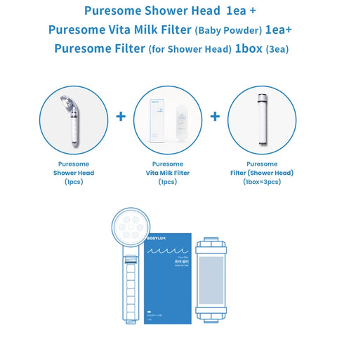 Bodyluv Fun Bath Bundle / Bodyluv Shower Bundle/Puresome Shower Head, Puresome Filter & Baby Powder Milk Filter