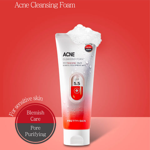 Buy face wash for acne sensitive skin in Singapore - Pretty Skin pH 5.5 Acne Cleansing Foam