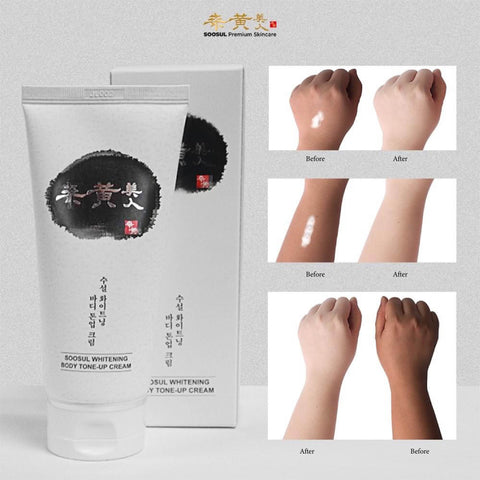 Buy body lotion in Singapore for whitening skin - Soosul Whitening Body Tone-Up Cream is quickly absorbed by the skin, leaving it feeling smooth and hydrated. The cream also contains hyaluronic acid and shea butter, which help to deeply moisturize and nourish the skin.