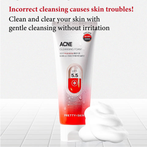 Buy face wash for acne skin in Singapore - Pretty Skin pH 5.5 Acne Cleansing Foam