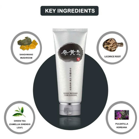 Buy korean skincare for whitening skin - Soosul Whitening Cleansing Foam - Contains licorice root, sanghwang mushroom, green tea