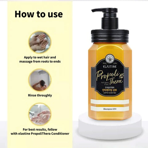 Hair care Products Singapore - Elastine PropoliThera Anti-Aging Care Shampoo is easy to use and can be used daily. Its non-greasy formula lathers easily and leaves your hair feeling clean, soft, and silky.